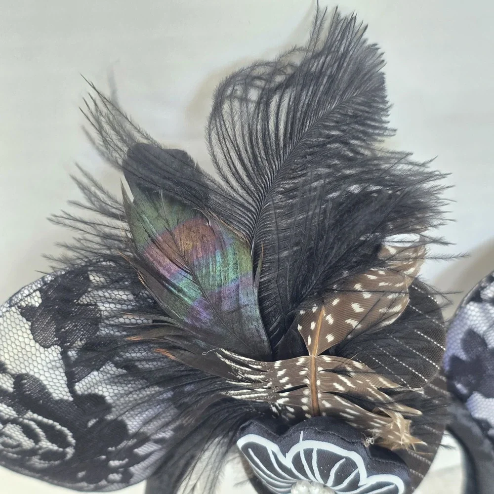 Headband Disney Parks Limited Lace Minnie Mouse Ears Top Hat Feathers